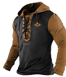 baratos -Homens Cowboy Moletons Moletom Moletom com capuz Com Capuz Moda Impressão 3D Marron Verde Com Cordão Outono Inverno Designer