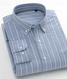 economico -Per uomo Camicia Oxford Giallo + blu grigio blu Verde chiaro Rosa Viola Manica Lunga A righe Colletto italiano visibile Scuola Matrimonio Bottoni Abbigliamento 100% Cotone Neutro Moda Quotidiano