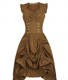 abordables -Punk y gótico Renacimiento Steampunk Vestidos Chica gótica Color sólido Mujer Fantasía Steampunk Víspera de Todos los Santos Carnaval Mascarada Casual Diario Adulto Vestido