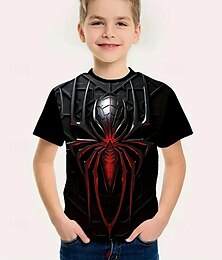 Недорогие -Мальчики 3D Графика SPIDER Футболка С короткими рукавами Лето Весна Мода Классический Дети 4-12 лет Вырез под горло на открытом воздухе Повседневные Стандартный