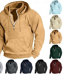 abordables -Hombre Sudadera Sudadera con capucha y cremallera de un cuarto Sudadera táctica con capucha Táctico Negro Vino Azul Marino Verde Oscuro Color Camello Con Capucha Plano Deporte Diario Festivos Ropa de