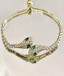 billige -Kubisk Zirkonium Gammeldags stil Slange Personalisert Chrome Armbånd Smykker Sølv / Lilla / Grønn Til Fest Gate