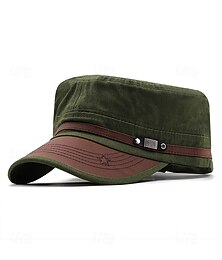 abordables -Gorra plana de poliéster de estilo militar para hombre con correa ajustable, sombrero informal para el sol al aire libre para caminatas, viajes y uso diario.