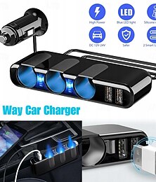 preiswerte -3-Wege-Splitter für Zigarettenanzünder im Auto, Dual-USB-Splitter-Adapter für Autoladegeräte, 5 V, 3,5 A, 120 W, universelle Zigarettenanzünderbuchse mit LED-Leuchten, geeignet zum Aufladen von