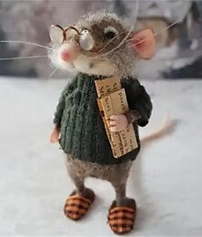 preiswerte -5 Stück/Set Weihnachtsnadelgefilzte Maus süße nadelgefilzte Kulturmaus Kit handgemachte Nadelfilzmäuse für Winter Weihnachten Wollfilz