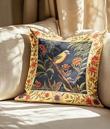 abordables -1 pcs Polyester Housse de coussin, Oiseau arbres / Feuilles Européen Bohème Carré Zip Polyester Traditionnel Classique