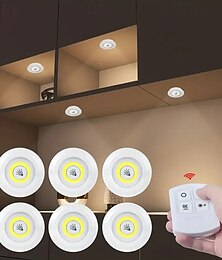 economico -Kit di illuminazione a LED sottopensile da 6 pezzi dimmerabile con telecomando, luci a disco a LED perfette per cucina, camera da letto, armadio