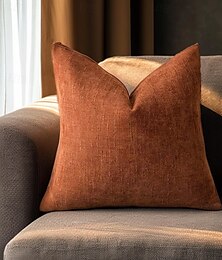 economico -Copricuscini decorativi morbidi e strutturati, copricuscini quadrati, federa per cuscino in stile rustico con cerniera per divano, divano letto, soggiorno, arancione bruciato