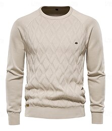 preiswerte -Herren Pullover Stricken Einfarbig Rundhalsausschnitt Strickware Elegant Weihnachten Outdoor Bekleidung Raglanärmel Frühling Herbst Schwarz Rote S M L