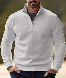 preiswerte -Herren Pullover Kleid Pullover Strickpullover Overall Gerippt Stricken Standard Halfzip Troyer Schmaler Schnitt Glatt Ständer Basic Moderne zeitgenössische Arbeit Freizeitskleidung Bekleidung Winter