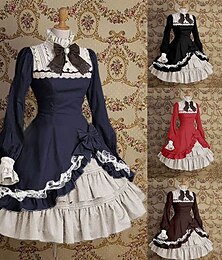 abordables -Rétro Vintage Gothique Lolita Rococo Robe Trompette Manche Costumes à thème cinéma / TV Dentelle Nœud Femmes Fille Soirée Mascarade Soirée & Fête Adulte Robe