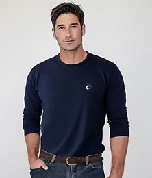 abordables -Hombre Camiseta Manga Larga Cuello Barco Verano Primavera Otoño Ombre Graphic Elegante Cálido Vacaciones Cuello redondo Entrenamiento Exterior Hogar Negro Blanco Azul Marino Camiseta superior para