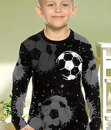 economico -Da ragazzo 3D Pop art Calcio maglietta T-shirt Manica lunga Primavera Autunno Di tendenza Essenziale Bambino 4-12 anni Girocollo Esterno Informale Giornaliero Standard