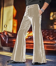 abordables -Homme pantalon de costume Pantalon Disco Pantalon évasé L'éxtremité inferieur de la cloche Pantalon Poche Plein Confort Doux Toute la longueur Extérieur Soirée du quotidien Mode Vêtement de rue Bleu