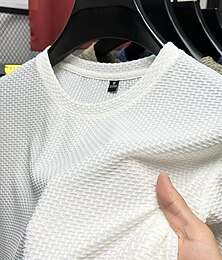 abordables -Homme T-shirt gaufré Chemise cool T-shirt Manche Courte Col ras du cou Été Rayé ancien Mode Col rond Travail Bureau / Carrière Occasionnel Noir Blanche bleu marine T-shirt haut de gamme pour homme