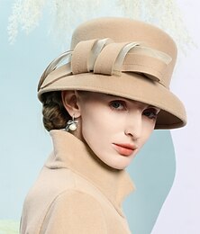 preiswerte -Hüte 100% Wolle Bowler / Glockenhut Eimer Hut Hochzeit Teeparty elegante Hochzeit mit Bowknot Spleißen Kopfbedeckung Kopfbedeckung