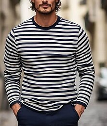 abordables -Homme Ligne T-shirt manche longue T-shirt Impression 3D Col ras du cou Chemise Mode Exagéré Rue Quotidien Noir Été Printemps Automne Vêtement Tenue S M L XL XXL XXXL