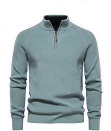 abordables -Homme Chandail Marine foncé Bleu paon manche longue Top Tenue de golf Vêtements Tenues Porter des vêtements