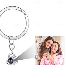 abordables -Porte-clés de projection personnalisé meilleur cadeau pour maman – cadeau de mariage pour couple pendentif en forme de cœur en acier inoxydable projection photo parfait cadeau pour épouse petite amie