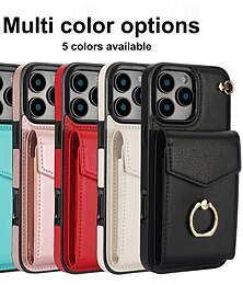 baratos -telefone Capinha Para iPhone 16 15 14 Pro Max Plus iPhone 13 12 11 Pro Max Mini Capa traseira Suporte para Alianças com pulseira Slot para cartão Retro TPU Couro PU