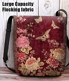 olcso -Vintage virágos crossbody táska pillangómintával, könnyű válltáska nőknek, alkalmi és utazási használatra piros lila zöld