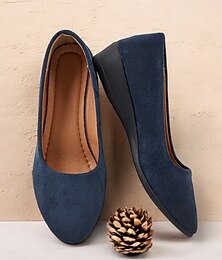 preiswerte -weiche, marineblaue Slipper aus Wildleder für Damen mit gepolsterter Sohle | perfekt für den Alltag