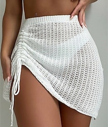 abordables -Femme Maillots de Bain Vêtement couvrant Robes de bain Maillot de bain Cordon Vacances Tenues de plage Couleur unie Sans Manches Maillots de bain