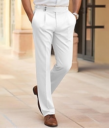 abordables -Hombre pantalones de traje Pantalones pantalones Pantalones plisados Pantalones de traje Bolsillo Alto aumento Plano Comodidad Transpirable Exterior Diario Noche Elegante Vintage Negro Blanco