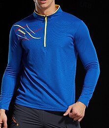 baratos -Homens Camiseta Camiseta de Trilha Manga Longa Quarter Zip Camiseta Camiseta muscular Camiseta elástica para musculação Ao ar livre Secagem Rápida Exercite-se Macio Redutor de Suor Poliéster Vermelho