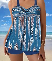 abordables -Femme Maillots de Bain Tankini 2 pièces Jambe de garçon Maillot de bain Dos Nu Taille haute Vacances Tenues de plage Géométrique Col V Sans Manches Maillots de bain