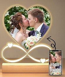 abordables -Cadre photo lumineux personnalisé en forme de cœur, lampe de nuit de Saint-Valentin alimentée par USB, parfait pour les cadeaux d'anniversaire des amoureux de la Saint-Valentin, les petits amis et les petites amies
