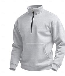 billige -Herre Vaffel genser Genser Kvart glidelås genser Svart Hvit Blå Kakifarget Grå Halv glidelås عادي Sport & Utendørs Daglig Ferie Polyester Gatemote Fritid Vår & Vinter Klær Gensere Gensere