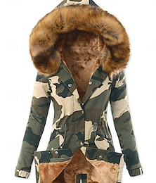 preiswerte -Damen Fleecejacke Teddy-Mantel Hoodie Jacke warm halten Atmungsaktiv Knopf Tasche Bedruckt Innenfutter aus Fleece Brautkleider schlicht camuflaje Urlaub Strasse Freizeitskleidung Ausgehen Einreihiger