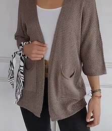 economico -Per donna Felpa Cardigan Elegante Di tendenza Streetwear Colore puro A V Tasche Lavorato a maglia Manica lunga Top regolari Maglia Esterno Giornaliero Fine settimana Nero Bianco Autunno Inverno
