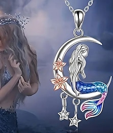 baratos -colar cromado moda feminina bonito clássico geométrico sereia adorável colar geométrico para festa dia dos namorados rua