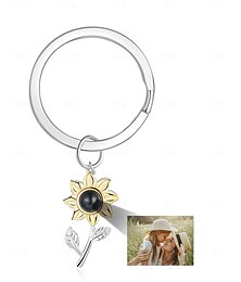abordables -Porte-clés de projection de tournesol personnalisé - Meilleur cadeau pour maman - Porte-clés photo avec pierre de projection intégrée cadeau romantique de mariage pour elle cadeau de la fête des