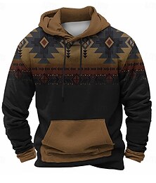 abordables -Hombre azteca Sudaderas Sudadera Abrigos Sudadera con capucha Cuello Barco Étnico Impresión 3D Festivos Ropa de calle Marrón Correa Otoño Invierno Diseñador