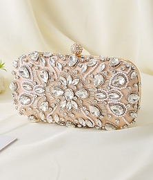 economico -pochette da donna impreziosita da cristalli, elegante borsa da sera con dettagli in perle e strass, perfetta per matrimoni, feste ed eventi formali nero argento oro