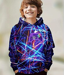 economico -Da ragazzo 3D Pop art Giochi Felpa con cappuccio Manica lunga Primavera Autunno Di tendenza Streetwear Bambino 4-12 anni Con cappuccio Esterno Informale Giornaliero Standard