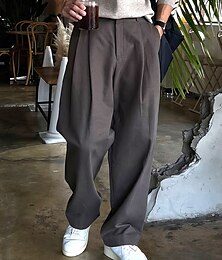 economico -Per uomo pantaloni della tuta Pantaloni Chino Pantaloni con pieghe Bottoni Tasche Gamba dritta Liscio Comfort Formale Feste Ufficio Di tendenza Classico Nero Grigio scuro Media elasticità