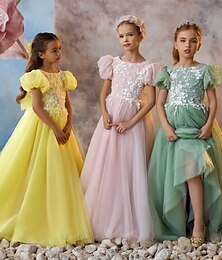 economico -Bambino Da ragazza Abito da damigella Vestito da festa Tinta unica Senza maniche Manica lunga Prestazioni Matrimonio Feste Retato Da principessa Dolce Retato Fino a metà polpaccio Vestito tubino