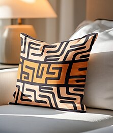 abordables -1 pcs Polyester Housse de coussin, Géométrique Rétro Vintage Rétro Vintage Bohème Carré Zip Polyester Traditionnel Classique