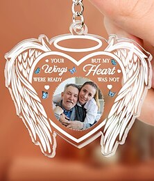 abordables -Llavero de foto memorial acrílico personalizado llavero de condolencias para la pérdida de un ser querido regalos memoriales con alas de ángel decoración de recuerdo - regalos de condolencias por