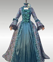 abordables -ancien Rococo Baroque Maxi Robe Normal Juliette Costumes à thème cinéma / TV Reine Elizabeth Princesse Col carré Royal Halloween Carnaval Mascarade Performance Soirée Halloween Adultes Toutes saisons