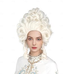 economico -parrucca biondo platino capelli corti ricci parrucca bionda alveare regina cosplay costume di halloween parrucca donna per carnevale