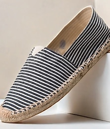 economico -scarpe espadrillas slip-on da uomo in tela a righe blu e bianche con suola in corda di juta – comode calzature estive