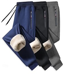 preiswerte -Herren Fleecehosen Jogginghose Trainingshose Jogginghose Jogger Winterhose Hose Hosen Tasche Kordelzug Elastische Taille Glatt Komfort Warm Sports Outdoor Täglich Modisch Brautkleider schlicht