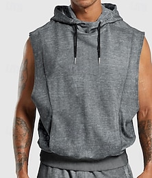 voordelige -Voor heren Singlet Mouwloze hoodie Mouwloos Capuchon Vintage Trekkoord Casual Sportkleding Zwart Marineblauw Groen Top T-shirt voor mannen