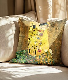 economico -Famoso dipinto doppio lato copertura del cuscino 4pc gustav klimt morbido cuscino decorativo quadrato federa federa per camera da letto soggiorno divano divano sedia