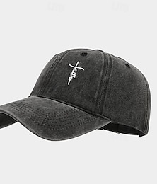 preiswerte -Herren Cap Basecap Sonnenhut Kappe Schwarz Weiß Baumwolle Bestickt Modisch Brautkleider schlicht Täglich Festival Kreuz Vertrauen Sonnenschutz Atmungsaktiv